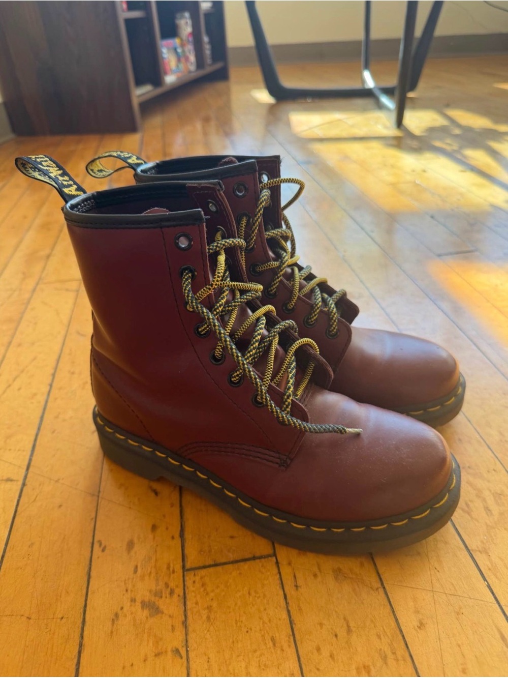 Dr. Martens Burgundy 8-Eye Leather Lace-Up Boots